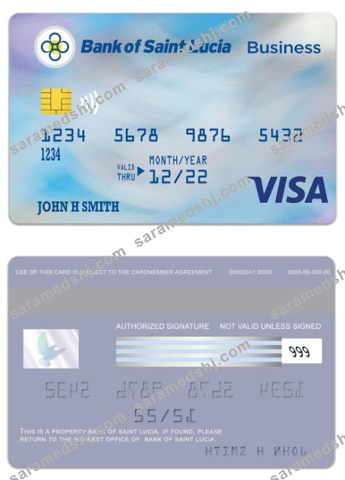 Saint Lucia Bank of Saint Lucia visa business card
